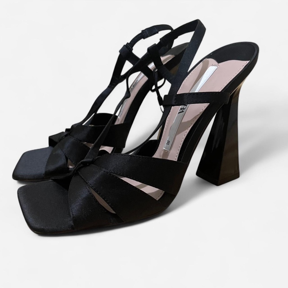 ZARA Black Strappy Heels – Size 38 (US 7.5)